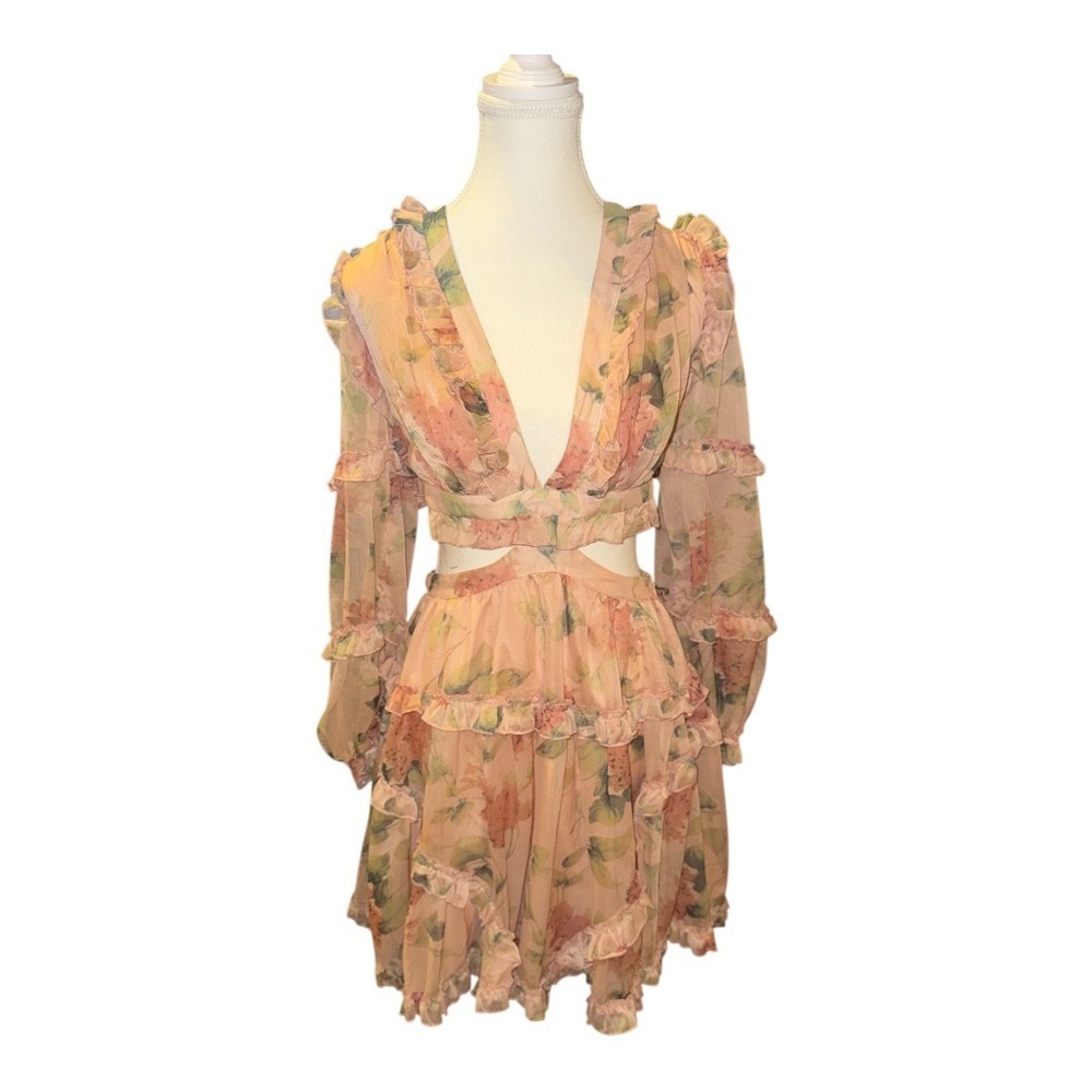Vici Peach Floral Mini Dress - Picture 5 of 13